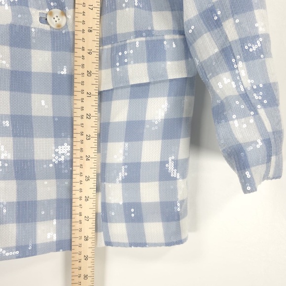 NWOT ASOS DESIGN SET SEQUIN DOULBE BREASTED Suit Blazer Blue Plaid Shorts Size 2 - Picture 8 of 16